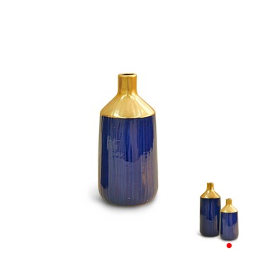 JARRA DEC. CERAMICA AZUL/OURO 13X13X28CM SG12243B